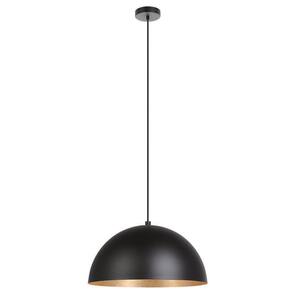 Rafaelino 1-light Structured Black/Gold Leaf Bowl Pendant Light with Metal Shade