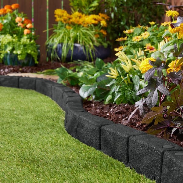 48 in. x 2.5 in. x 3 in. Black SmartLoc Cobblestone Rubber Edging (4-Pack)