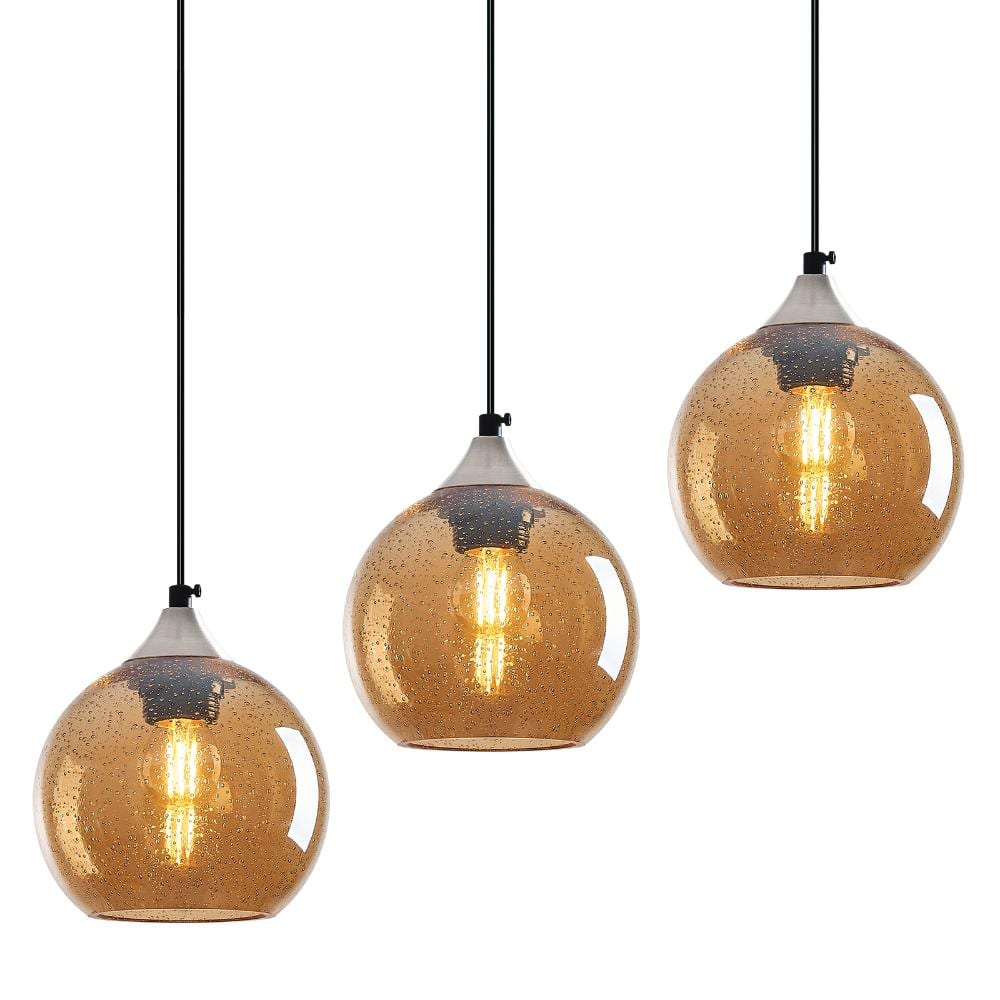 60W 3-light Amber Glass Globe Pendant Light Modern Kitchen Island Globe For Bedroom price history on PriceWatchPro