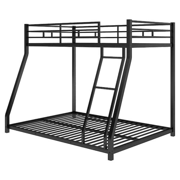 Harper & Bright Designs Black Twin Over Full Metal Floor Bunk Bed 