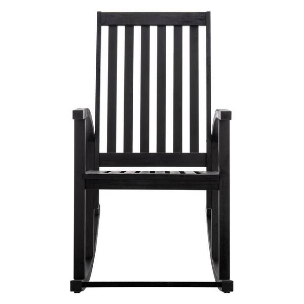 SAFAVIEH Clayton Black Acacia Wood Outdoor Rocking Chair without Cushion
