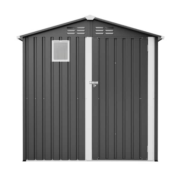 6.1 ft. L x 4.0 ft. W Metal Outdoor Storage Shed with Lockable Door and Floor Fram (24.4 sq. ft）
