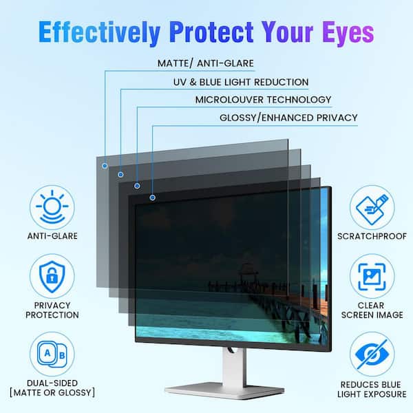 Ahfiwaso 32 Inch Anti Glare Blue Light Privacy Screen Filter Eye