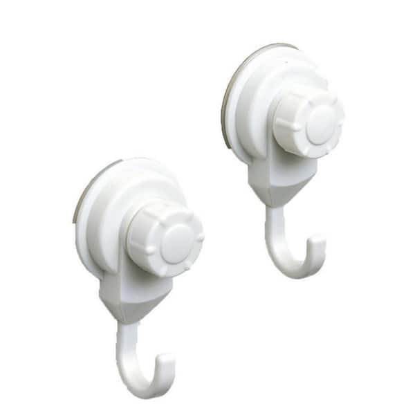 Evideco White Bath, Kitchen, Home Strong Hold Suction Hooks (Set of 2)
