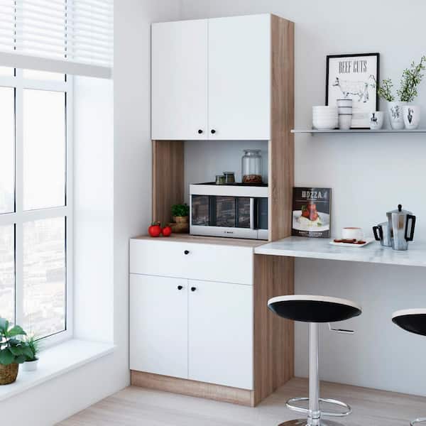 Living Skog Scandi 71 In Beige Pantry, Wooden Storage Cabinets For Kitchen