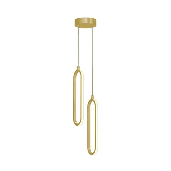 AFX Sienna 20-Watt 2-Light Gold Shaded Integrated LED Pendant Light with White Acrylic Shade