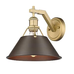 Orwell 10 in. 1-Light Brushed Champagne Bronze and Rubbed Bronze Wall Sconce