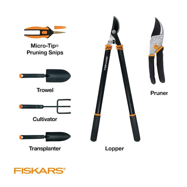 Fiskars Micro-Tip Pruning Shears, Orange/Black