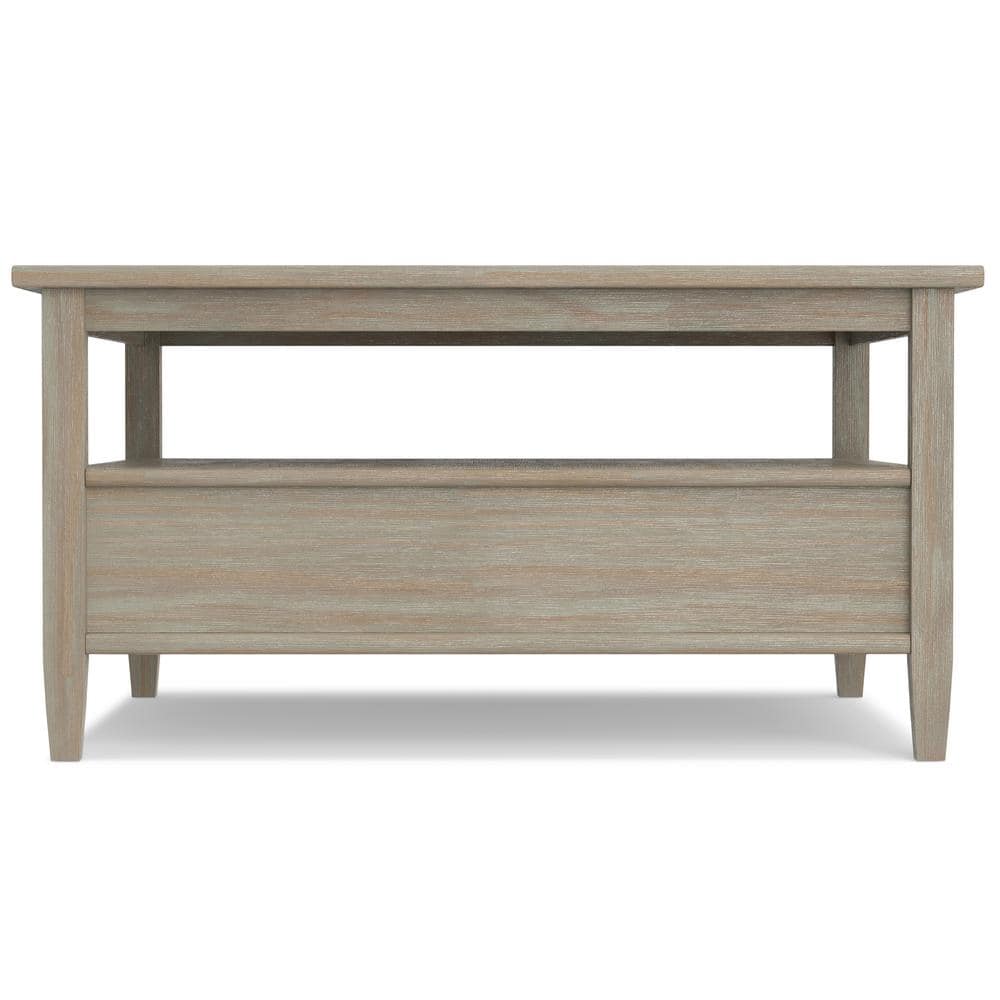 Shaker Style Distressed Grey Solid Wood Square Coffee Table with Storage