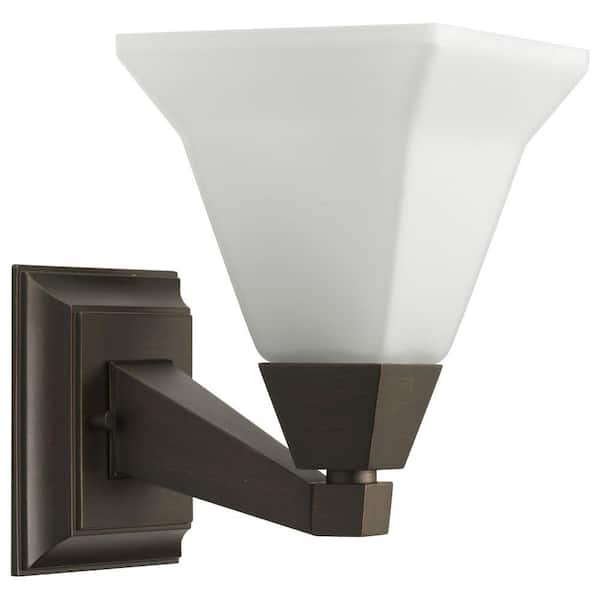 Progress Lighting Glenmont Collection 1-Light Venetian Bronze Bath Sconce with Opal Etched Glass Shade