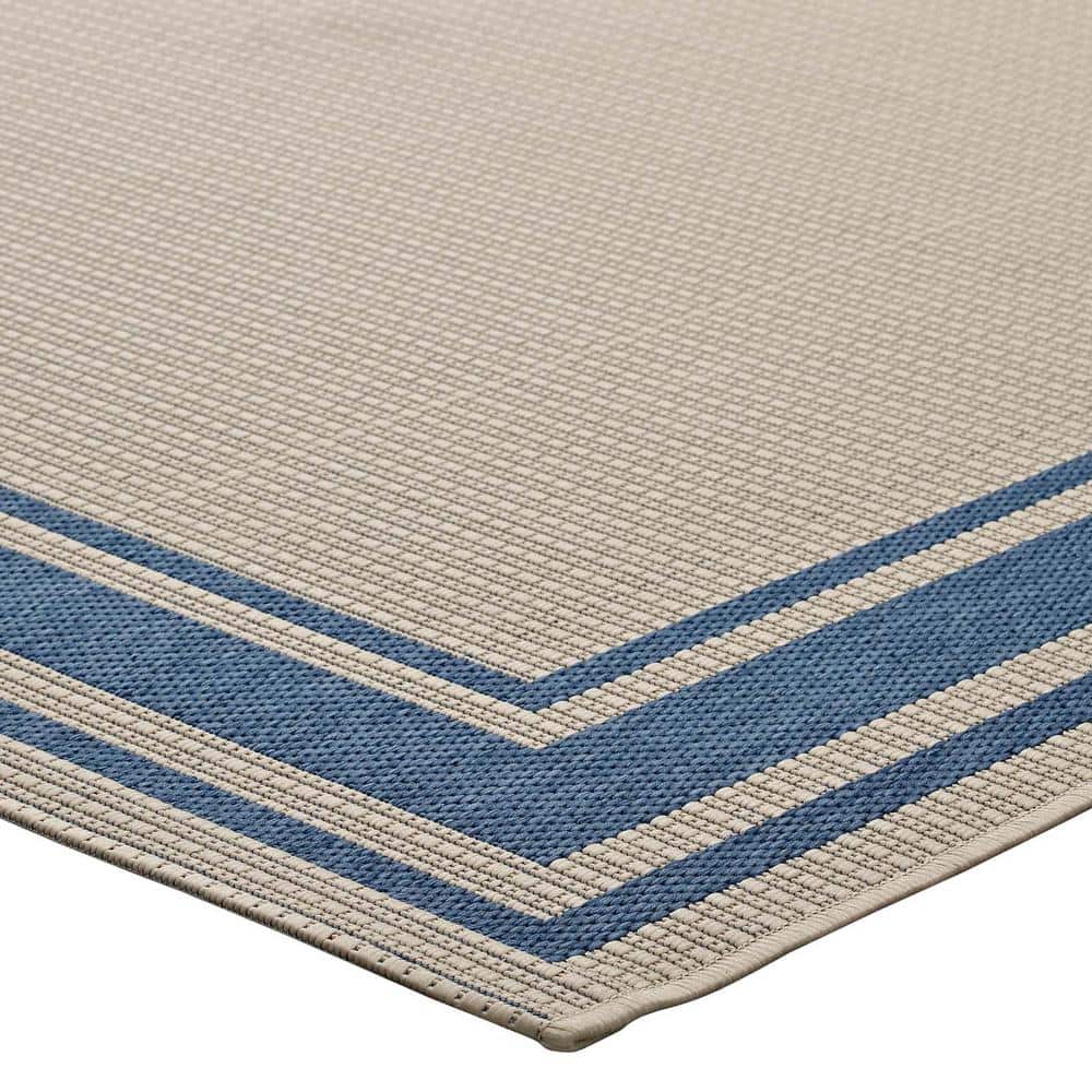 Modway Rim Blue and Beige 5'x8' Easy-Care Outdoor Area Rug