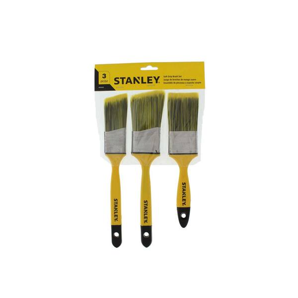 Stanley 1-1/2 in. Long Angle Sash, 2 in. Long Angle Sash and 2 in. Beavertail Flat Paint Brush Set