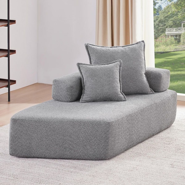 68 in. Square Arm Boucle Fabric Square Shape Compressed Sofa Couch in. Gray