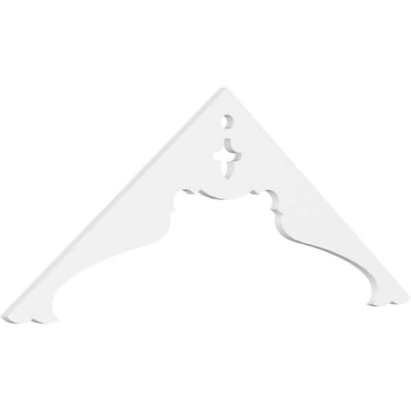 Ekena Millwork 1 in. x 60 in. x 25 in. (9/12) Pitch Heath Gable Pediment Architectural Grade PVC Moulding