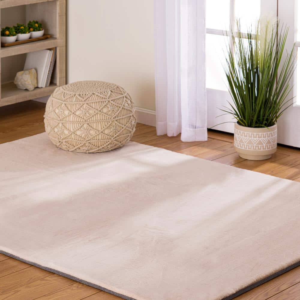 Piper Blush 7 ft. x 9 ft. Solid Polyester Area Rug