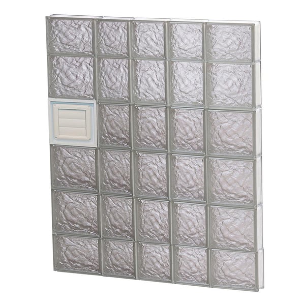 Clearly Secure 32.75 in. x 42.5 in. x 3.125 in. Frameless Ice Pattern Glass Block Window with Dryer Vent