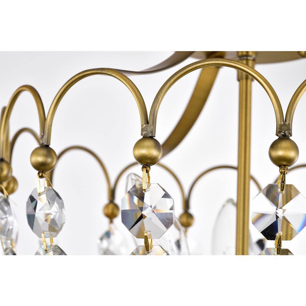 Vintage Brass Semi Flush Mount with Crystal Embellishments
