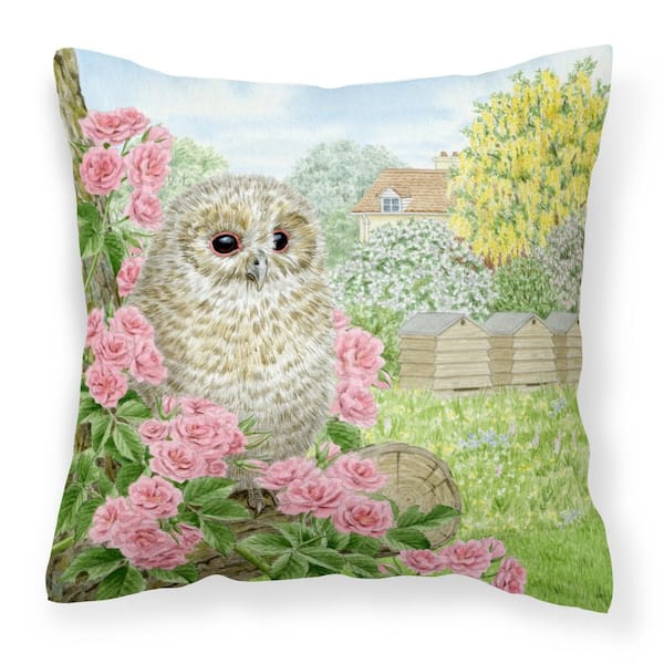 Caroline's Treasures 14 in. x 14 in. Multi-Color Outdoor Lumbar Throw Pillow Tawny Owlet by Sarah Adams Canvas Decorative Pillow