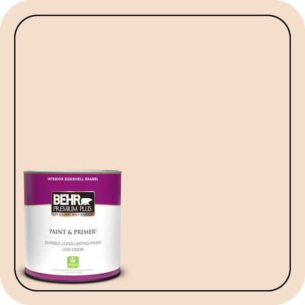 BEHR PREMIUM PLUS 1 qt. #S250-1 Macaroon Cream Eggshell Enamel Low Odor Interior Paint & Primer