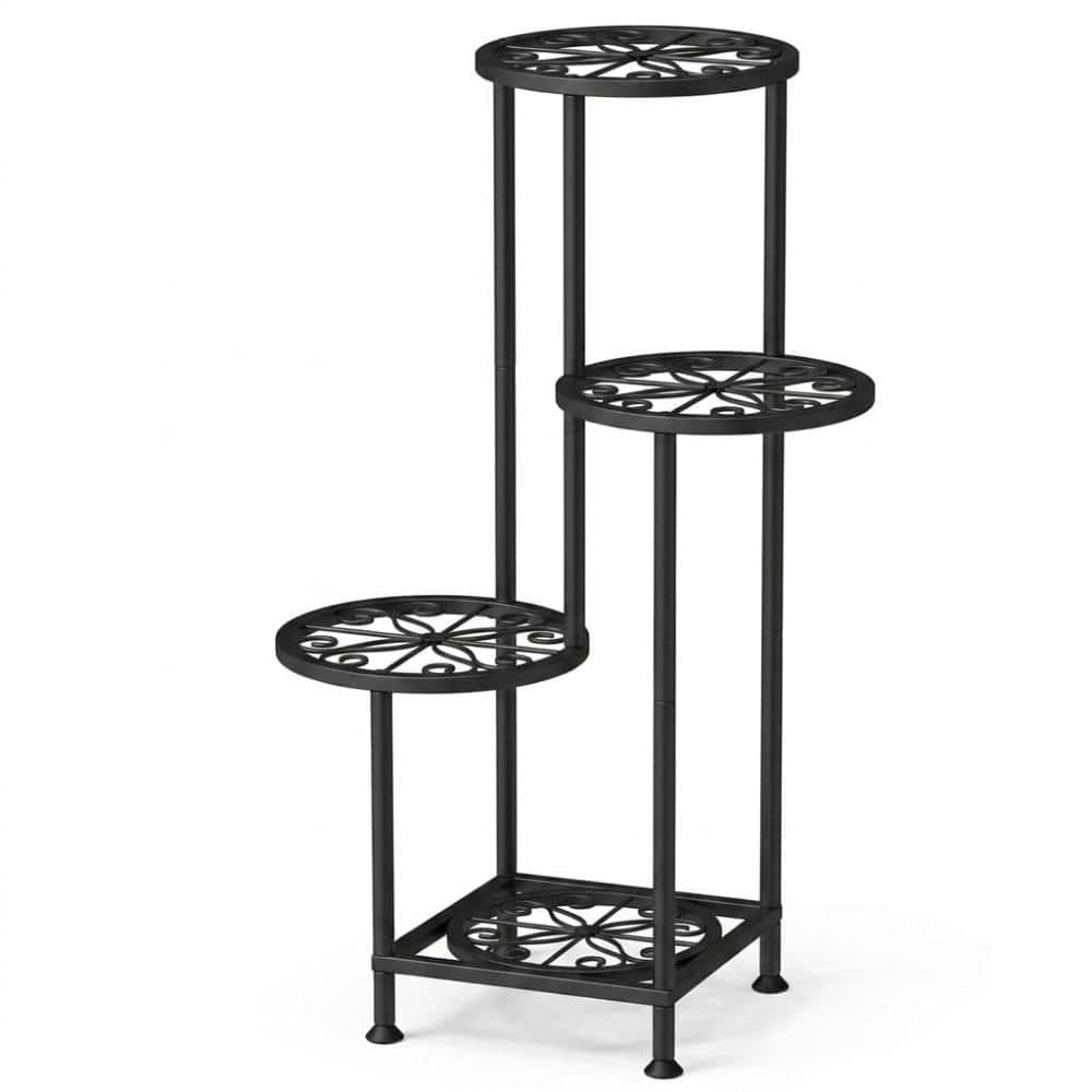 "33"" 4-Tier Black Metal Corner Plant Stand, Rustproof Sturdy Multi Plant Shelf Indoor Outdoor" price history on PriceWatchPro