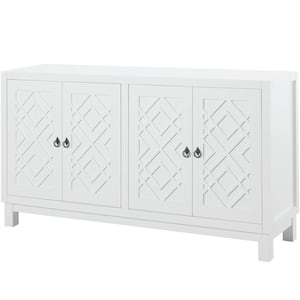White Wood 60 in. W Sideboard with Pull Ring Handles