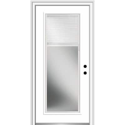 32 in. x 80 in. Internal Blinds Left-Hand Inswing Full Lite Clear Classic Primed Fiberglass Smooth Prehung Front Door