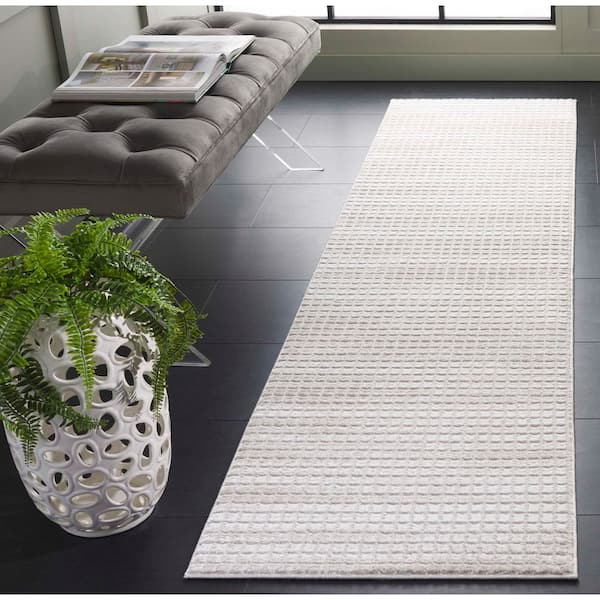Carter 2 ft. x 8 ft. Ivory/Taupe Modern Distressed Runner Rug