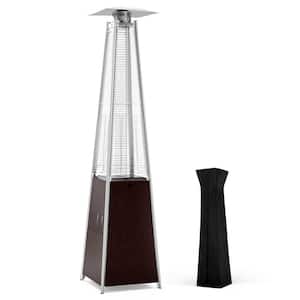 42,000 BTU Stainless Steel Pyramid Flame Propane Patio Heater with Wheels