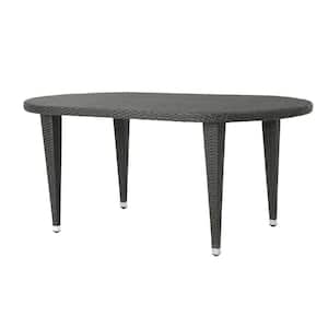 Mariam Grey Oval Faux Rattan Outdoor Dining Table