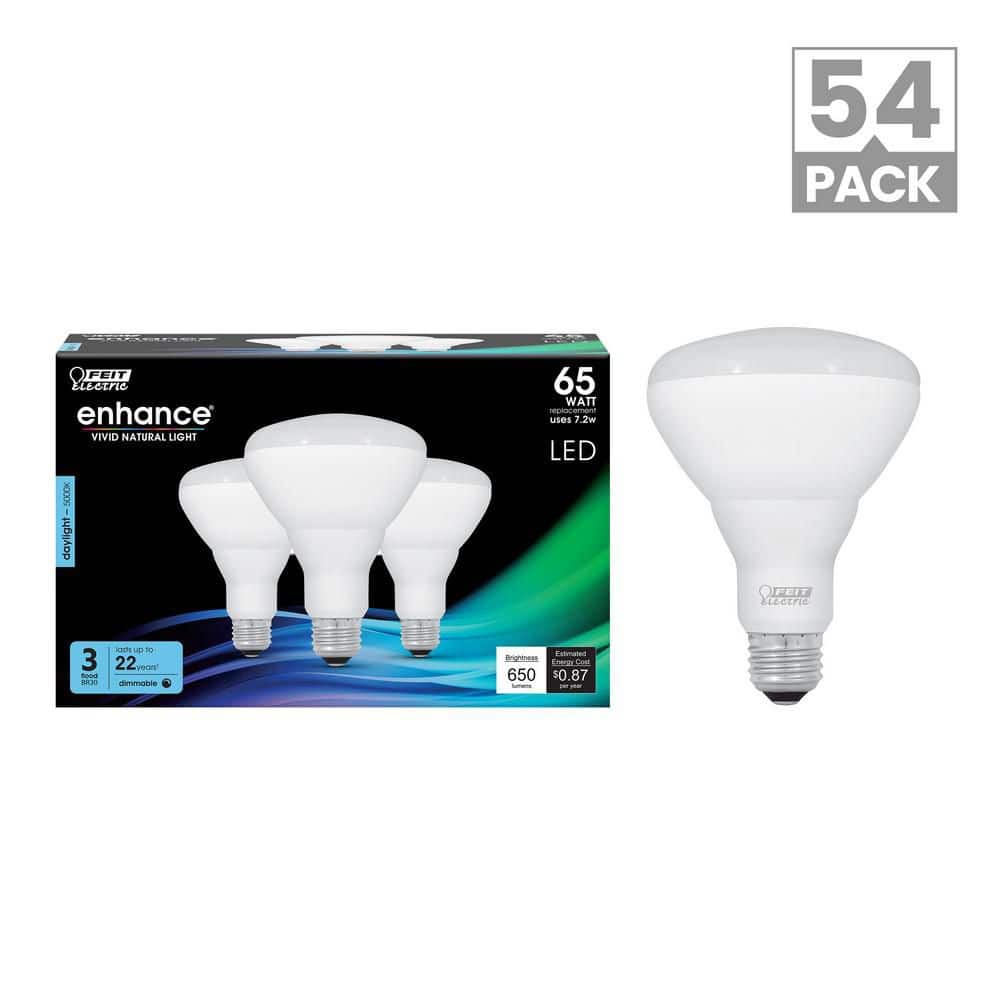 Feit Electric 65-Watt Equivalent BR30 Dimmable CEC Enhance 90+ CRI CEC Title 20 E26 Flood LED Light Bulb, Daylight 5000K (54-Pack)