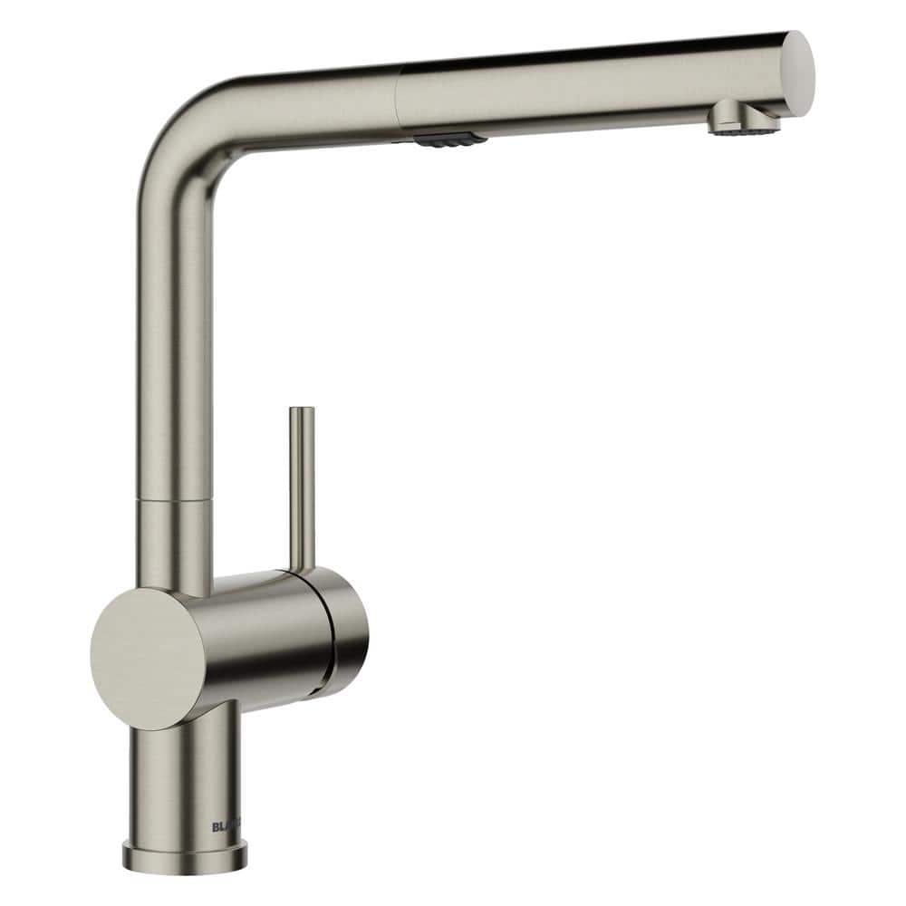 Satin Platinum Brass Pull-Out Spray Kitchen Faucet