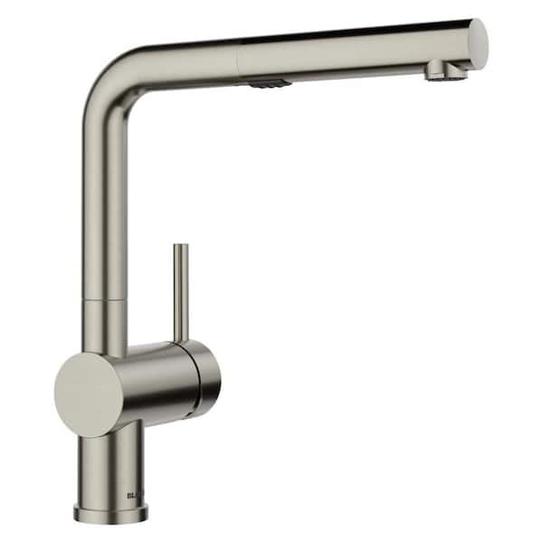 Blanco Linus Single Handle Pull Out Sprayer Kitchen Faucet in Satin Platinum