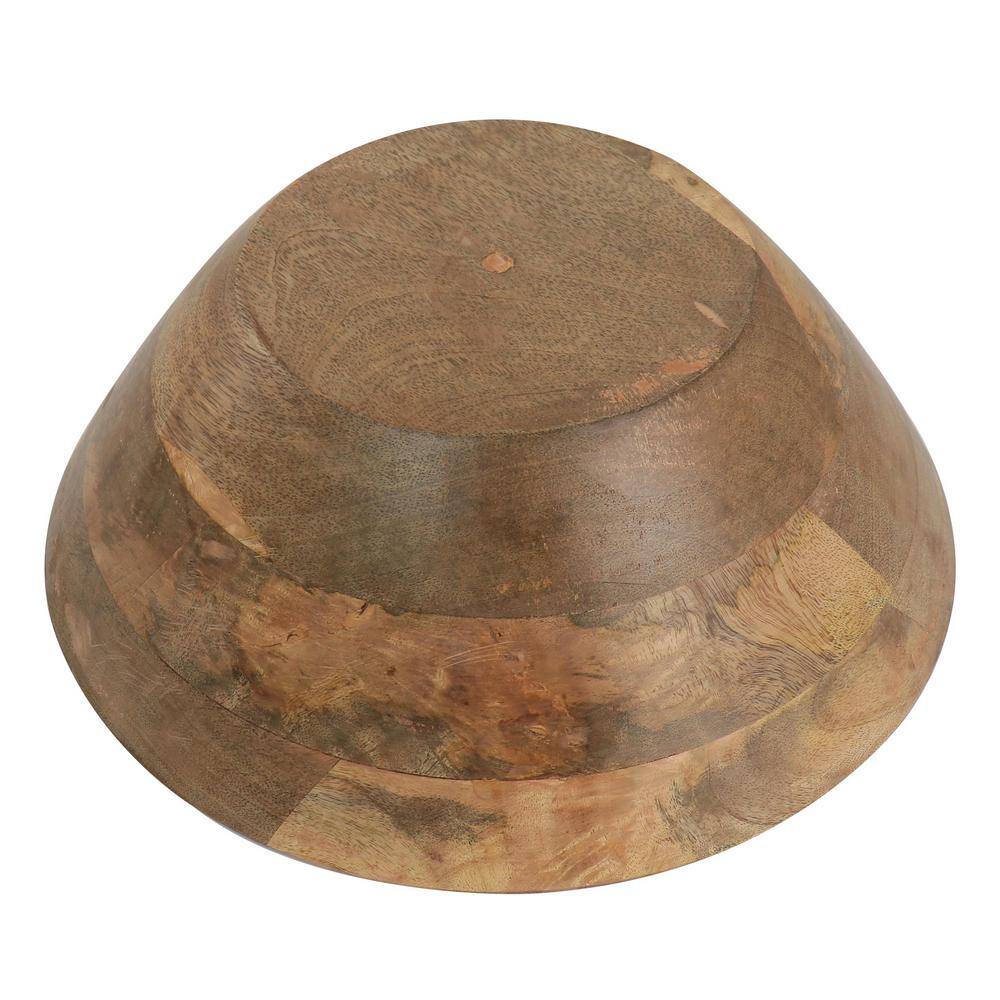 Large Gray Mango Wood Serving Bowl with Enamel Finish