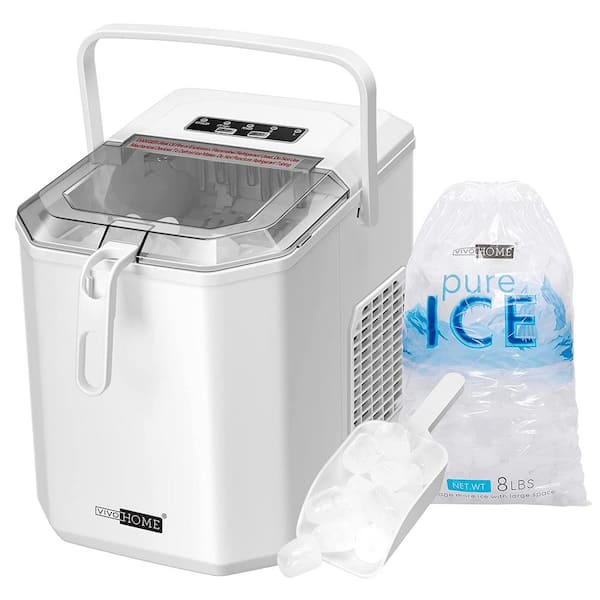 VIVOHOME 26 lb. Countertop Ice Maker with Visible Window and Ice Scoop,  Bullet Ice, Red