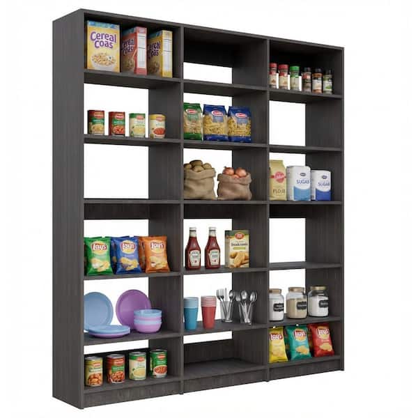 Alto Pantry Collection 85.5 in. W Grey Wall Mounted 3-Shelf Towers Wood Closet System