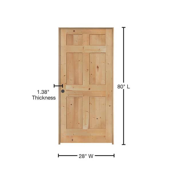 JELD-WEN 28 in. x 80 in. Knotty Pine Unfinished Right-Hand 6-Panel