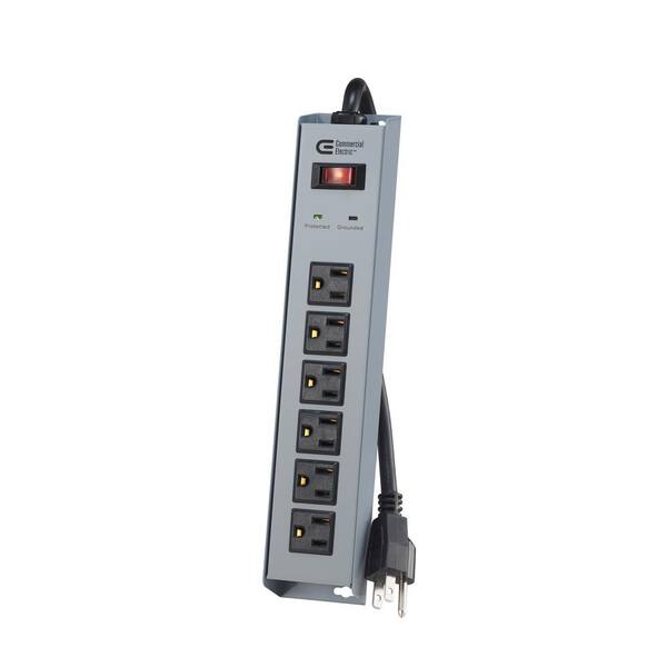 Commercial Electric 8 ft. 6-Outlet Metal Surge Protector