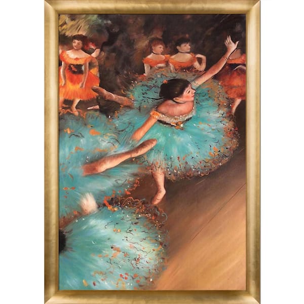 LA PASTICHE The Green Dancer, 1879 by Edgar Degas Gold Luminoso Framed Music Oil Painting Art Print 27 in. x 39 in.