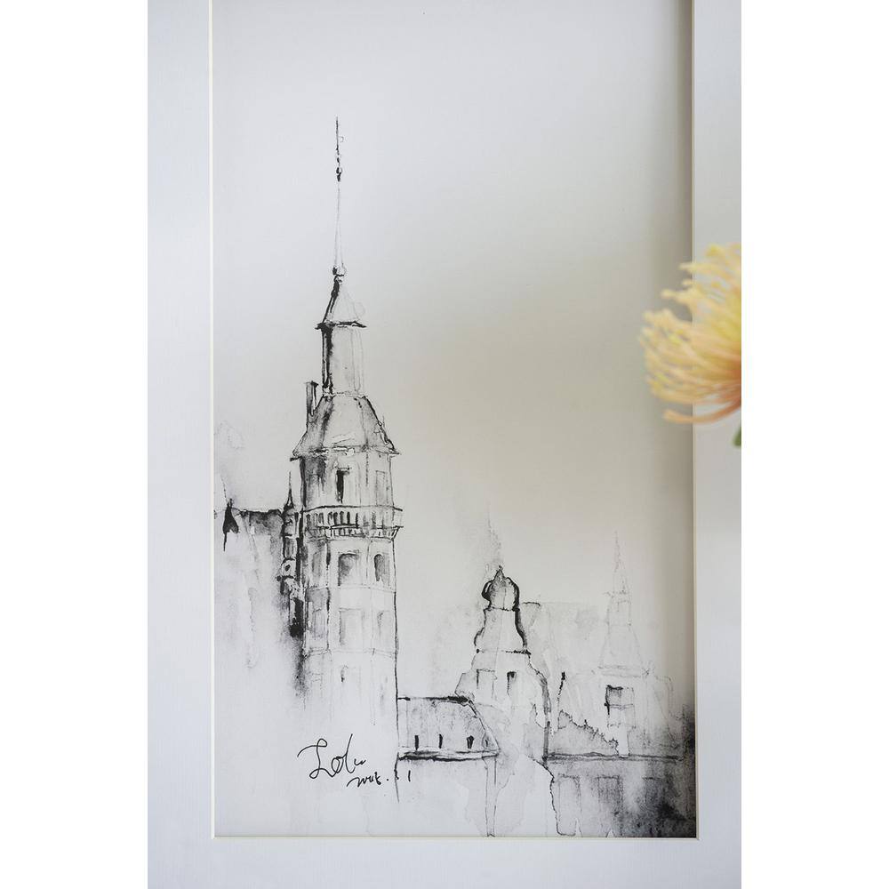 Black and White Architectural Framed Canvas Prints Set of 4