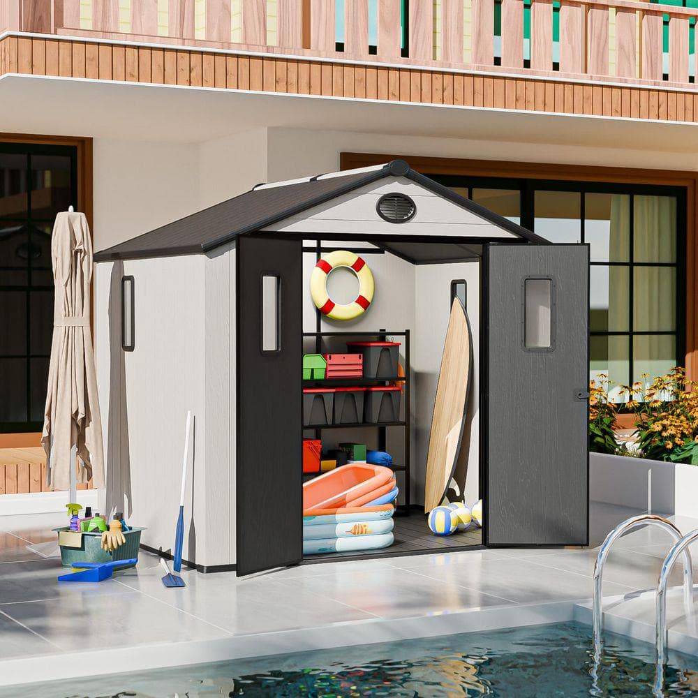 EAGLE PEAK 8x6ft Resin Outdoor Storage Shed, Heavy-Duty Garden