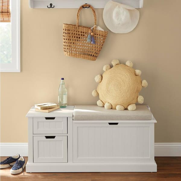 Home Decorators Collection White Wood Entryway Bench with Flip Top and Concealed Storage (46 in. W x 20 in. H)