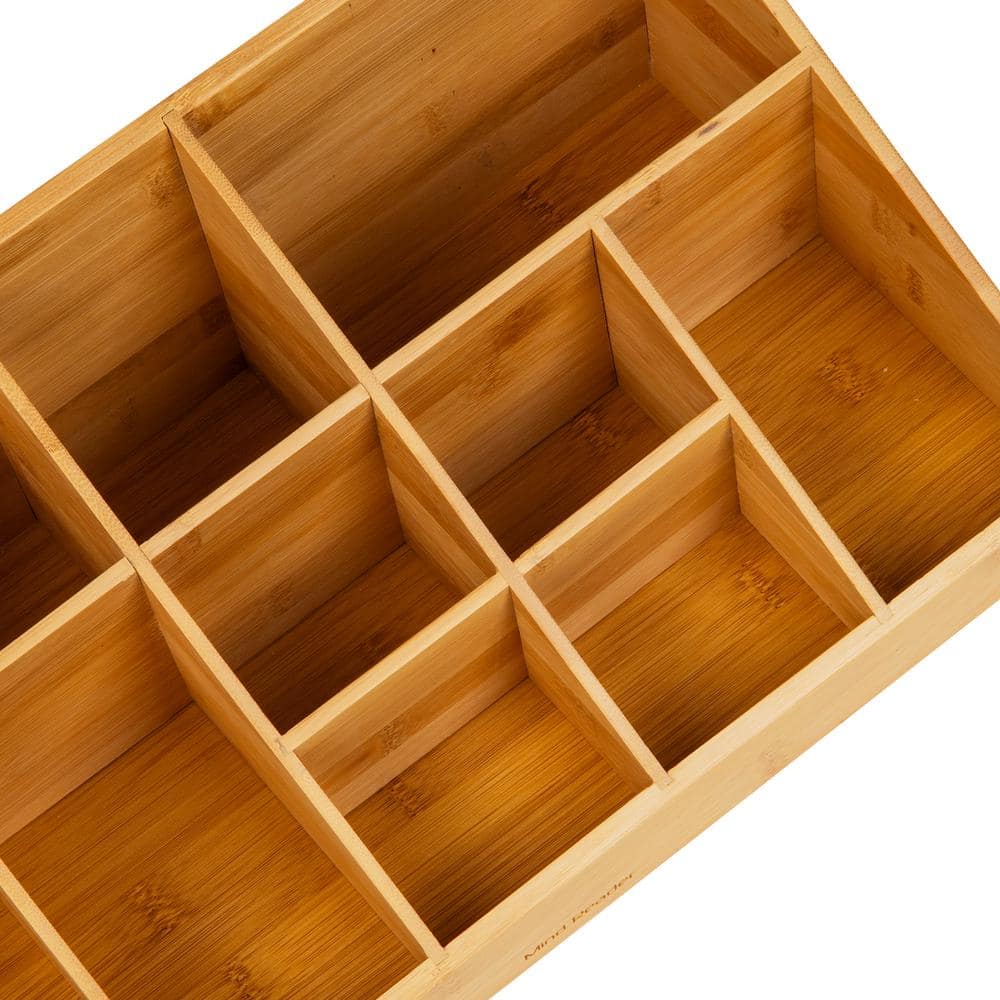 Eco-Friendly Bamboo 11-Compartment Coffee and Condiment Organizer