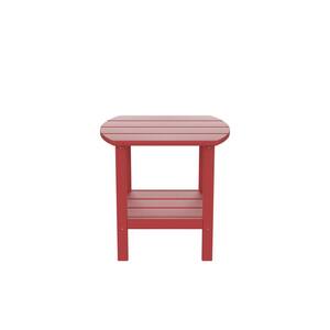 15.55 in. W x 18.7 in. D x 18.11 in. H HDPE side table, porch table, patio table for outdoor and pool, Red