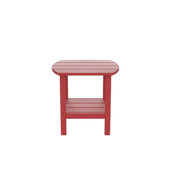 Tatayosi 15.55 in. W x 18.7 in. D x 18.11 in. H HDPE side table, porch table, patio table for outdoor and pool, Red