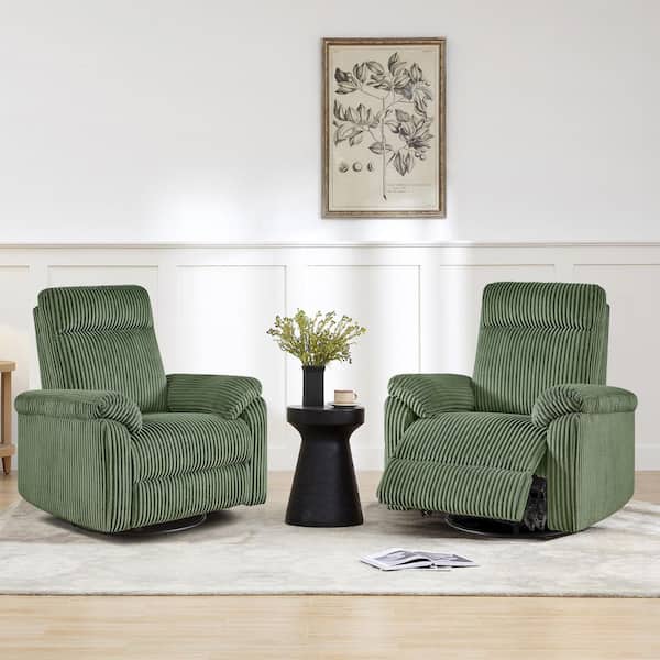 Spruce & Spring Junia Moss Green Fabric Swivel Glider Recliner