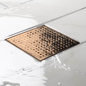 Designline 4 in. x 4 in. Stainless Steel Square Shower Drain with Square Pattern Drain Cover in Champagne Bronze