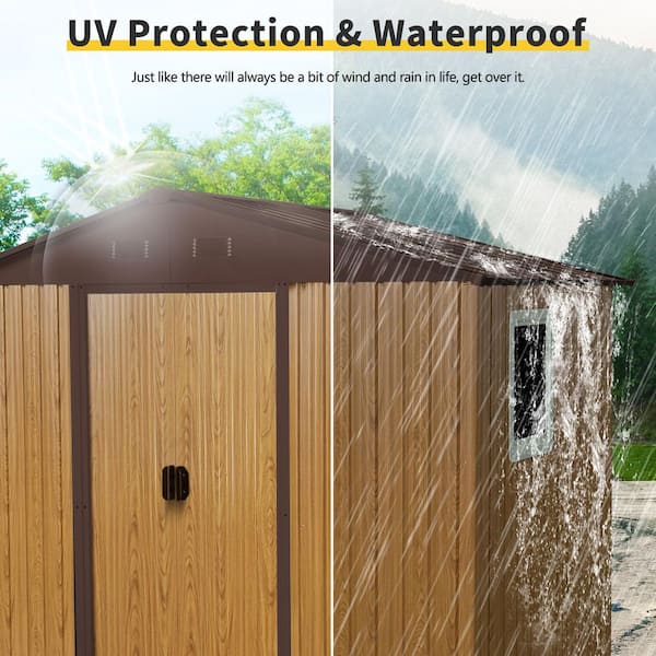 Mondawe 8 ft. x 4 ft. Light Brown Wood Metal Outdoor Storage Shed