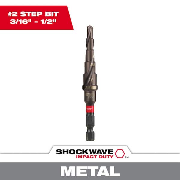 Milwaukee SHOCKWAVE 3/16 in. - 1/2 in. #2 Impact-Rated Titanium Step Drill Bit (6-Steps)
