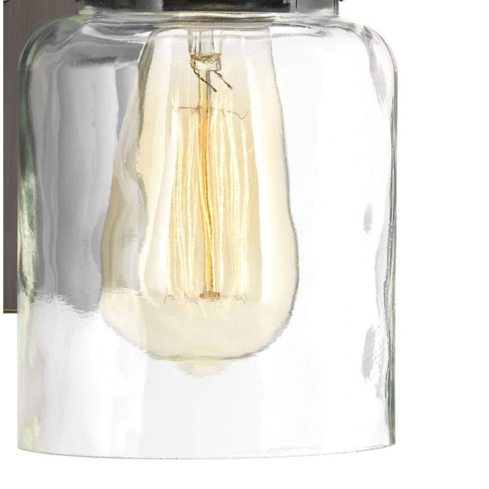 Antique Bronze Jelly Jar 8.63" Bath Vanity Light with Clear Glass