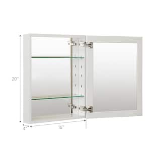 16 in. W x 20 in. H Rectangular Satin Chrome Aluminum Recessed/Surface Mount Medicine Cabinet with Mirror